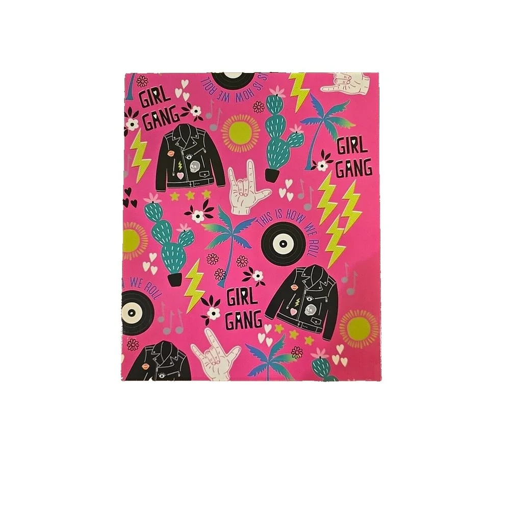 Top Flight 2-Pocket School Folders Pink Pop Art‎ Girl Power Rebel 4 Pack